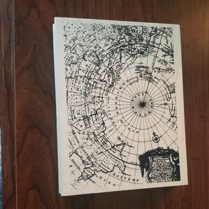 American Crafts Map Print Rubber Stamp
